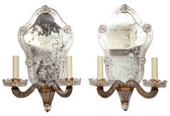 A Pair of French Lucite and Glass Sconces