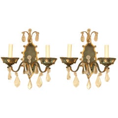 A Pair of French Two-Light Bronze Wall Sconces