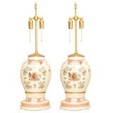 A Pair of French Samson Porcelain Vases Mounted as Lamps