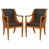 A Pair of Austrian Cherry Empire style Open Armchairs