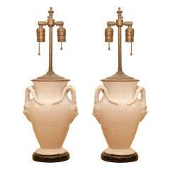 Antique Pair of Ceramic Italian vases mounted as lamps