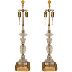 Antique A Pair of Rock Crystal Table Lamps