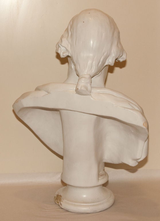 American Colonial Plaster Bust of George Washington After Houdon