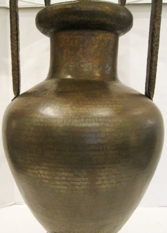 Mid-20th Century Large Hand Hammered Bronze Table Lamp For Sale