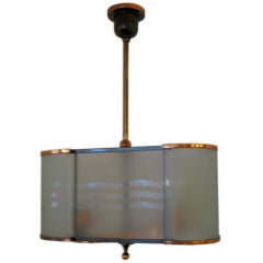 Italian Copper and Frosted Glass Chandelier
