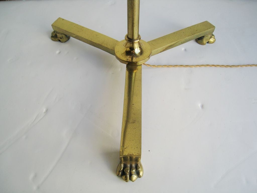 French Brass and Leather Floor Lamp In Good Condition For Sale In Los Angeles, CA