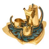 Salvador Teran Brass and Mosaic Coffee Service