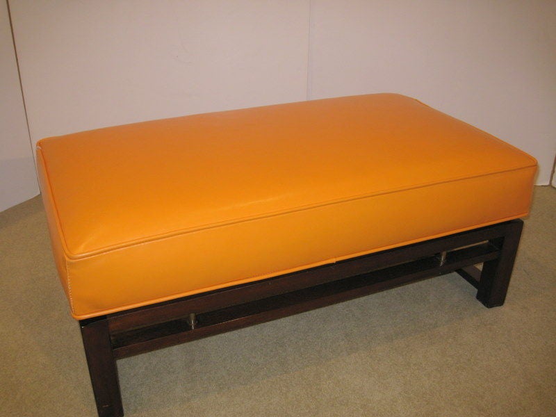 Edward Wormley for Dunbar Leather Ottoman In Excellent Condition For Sale In Los Angeles, CA