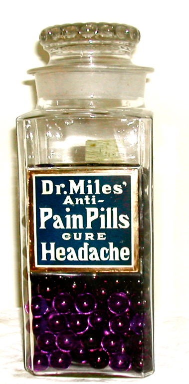 20th Century DR. MILES PAIN PILLS  GLASS LABELED DRUG STORE JAR.