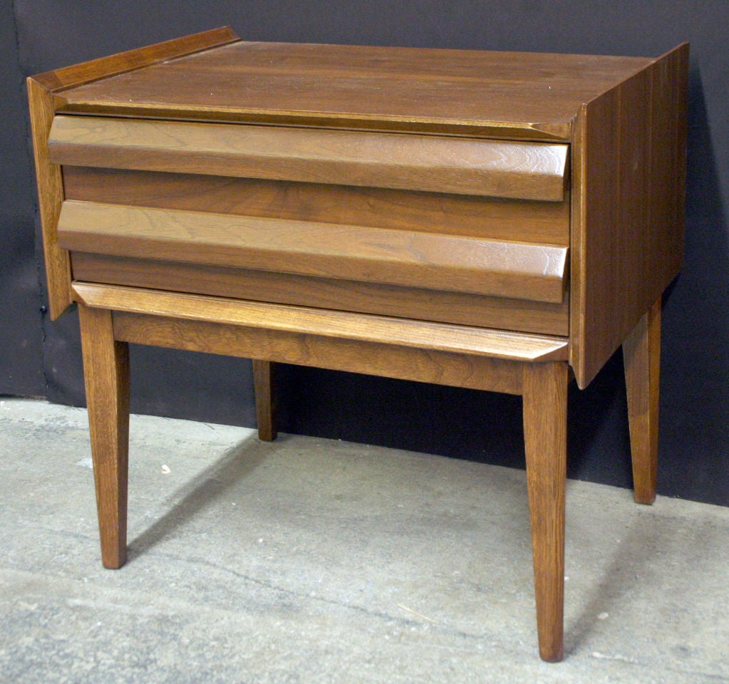 Pair of Finely Carved Walnut End Tables by Heritage
