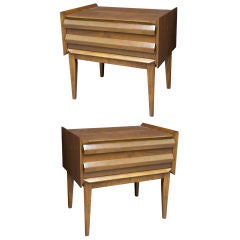 Pair of Finely Carved Walnut End Tables by Heritage