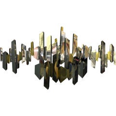 Curtis Jere Wall Hanging Sculpture in Chrome and Brass