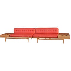 Large AmericanTwo Piece Floating Sectional On Blond Wood Frame