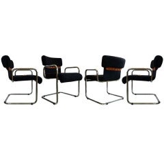 Italian Cantilevered Arm Chairs by  Pace International, Set of Four