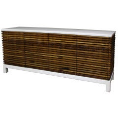 Stunning Two tone Cabinet in Distressed Wood and White Lacquer