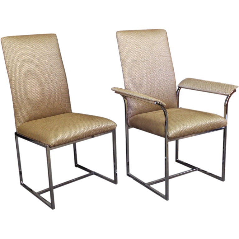 Two Sets of 6 High Back Dining Chairs by Milo Baughman