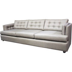 Large Three Seat Tufted Sofa with Sculptural Rounded Back