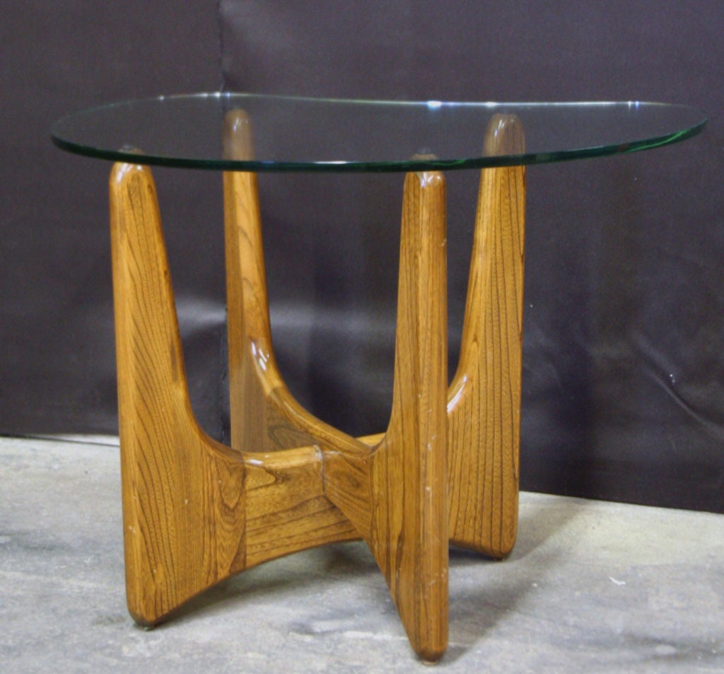 A Pair of Carved Walnut Side Tables after Vladimir Kagan
