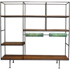 Freestanding Bookshelf with Painted Bronze Details by Cal Design