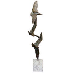 3 Birds Bronze Sculpture by Curtis Jere