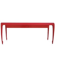 Red Lacquered Sofa or Console Table by Brown Saltman