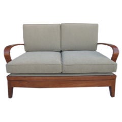 Grid Back in Teak and curved Arms Love Seat by Brown Jordan