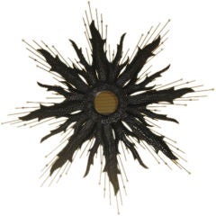 Large Brutalist Sunburst Mirror in the Style of Curtis Jere