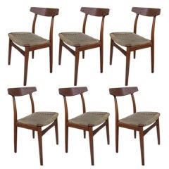 A Set of 6 Teak Chairs by Kjaernulf for Bruno Hansen