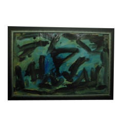 Spanish Mid-Century Abstract Painting by Ricardo Santamaria