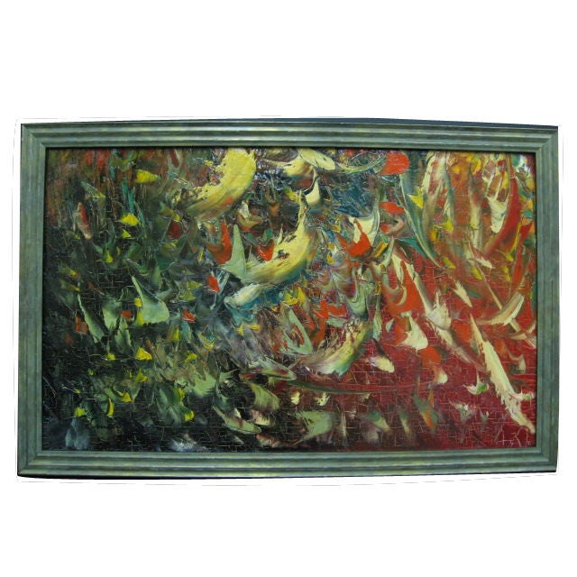 French Mid-Century Abstract Painting by Emile Gerard