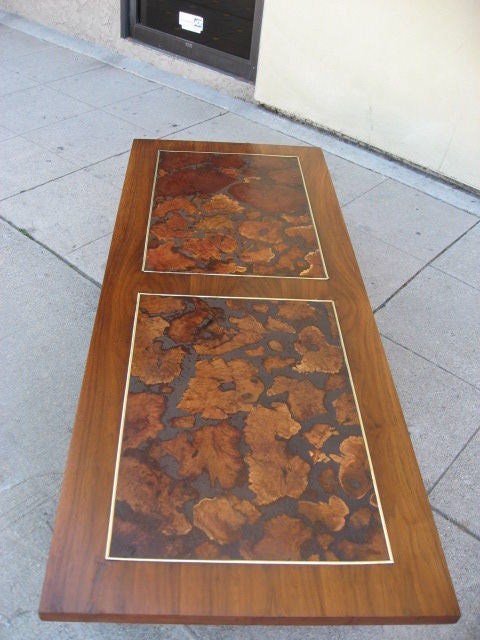American Walnut and Burl Wood Coffee Table by Lane