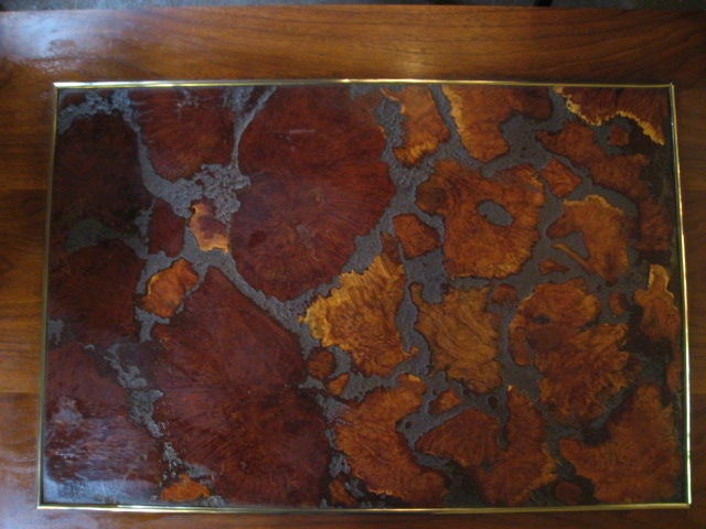 Walnut and Burl Wood Coffee Table by Lane 1