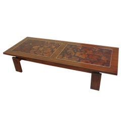 Walnut and Burl Wood Coffee Table by Lane