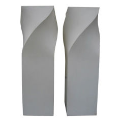 Monumental White Lacquer Twisted Pedestals, Pair