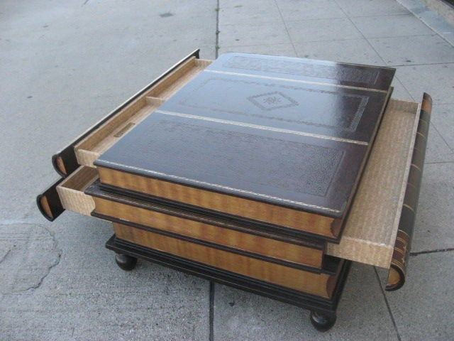 Gold Leaf  Bound  Leather Coffee Table by Maitland-Smith