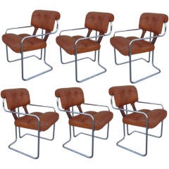 Set of  6 Mariani Cantilevered Arm Chairs by  Pace International