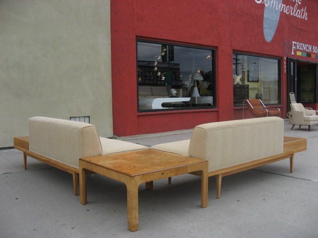 Mid-20th Century Large Two Piece Floating Sectional On Bird Eyes Maple Frame