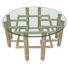 Bamboo and Leather Coffee Table by McGuire