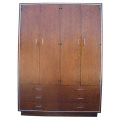 Vintage Clean Lines Flame Walnut Mid-Century Armoire
