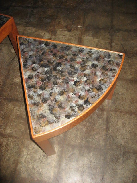 Mid-20th Century Versatile Reverse - Painted Glass Top Set of 6 Side Tables