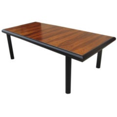 Mid-Century Rosewood and Black Lacquer Parson Table