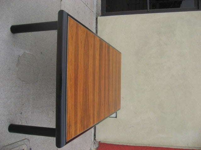 American Mid-Century Rosewood and Black Lacquer Parson Table