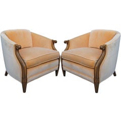 Pair of Velvet Club Chairs in the style of Maison Jansen