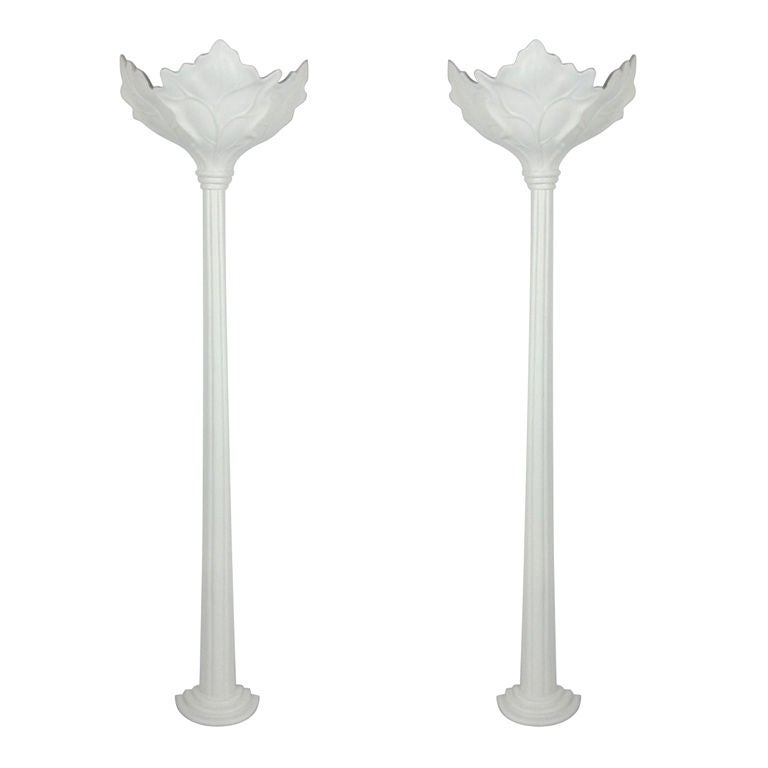 Pair of Leaf Shade Wall Mount Torchieres by Marcius