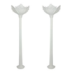 Retro Pair of Leaf Shade Wall Mount Torchieres by Marcius