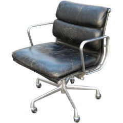 Pair of Well Worn Eames Soft Pad Management Chairs