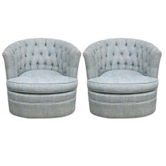 Classic pair of Tufted Back Barrel Chairs