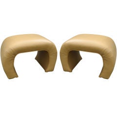 Pair of Leather Waterfall Stools