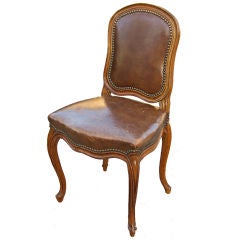 Louis XV Style Leather Side Chair by Jacques Bodart