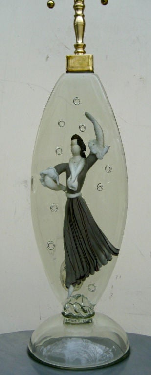 Zwei figurale Lampen aus Murano-Glas mit Gehäuse von Alfredo Barbini (Moderne) im Angebot
